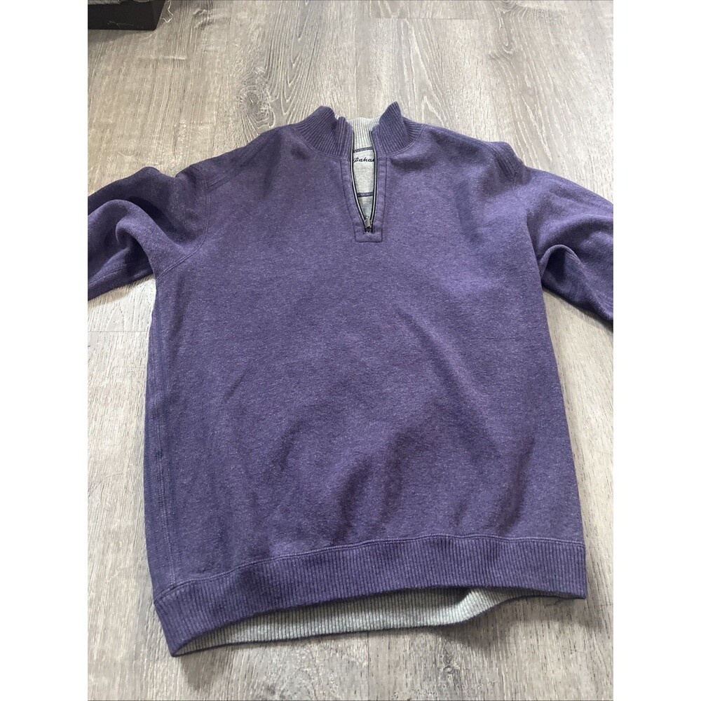 Tommy Bahama Flipshore Reversible Purple Grey Gray Dressy Sweatshirt Zip READ